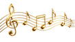 © KABITA - Elegant gold music notes on staff lines isolated on transparent background