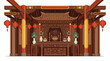 © rokok - Traditional Chinese Altar with Ornate Wood Carvings and Lanterns