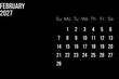 © Viktoriia - February 2027 calendar design with modern minimalist style on black background