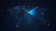 © Hridus - Futuristic global radar screen HUD interface with blue scanning sonar sweep and digital world map