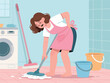 © MuhammadIlham - Tired Woman Suffering From Back Pain While Mopping Floor Doing Housework Chores