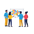 © Betatas - Creative team planning project using colorful sticky notes