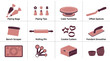© MomStock - Collection of baking tools and accessories including piping tips, cake turntable, spatula, rolling pin, cookie cutters, fondant smoother, scrapbook, and cupcake liners for baking and cake decorating