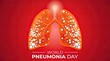 © Mim Sumaiya - World Pneumonia Day awareness campaign with glowing infected lungs. Medical illustration of respiratory disease and global health crisis.