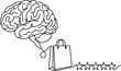 © Champika  - Continuous one line drawing of human brain, shopping bag, and star rating, neuromarketing business vector