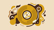 © pumpskin - Retro vinyl record player with abstract musical elements.