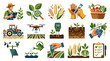 © 21graphic - Flat Vector Modern Agriculture and Smart Farming Icons Set: Farmer, Tractor, Drone, Soil Test, Harvest, Cultivation
