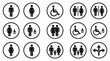 © siti - Elegant Black and White Public Restroom and Directional Sign Icons Set for Digital Use with high quality professional line art symbols for modern creative design and digital branding projects