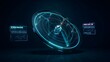 © happie - Holographic radar disc visualizing digital signals – Perfect for cybersecurity firms, aerospace technology, or defense industry promotions.