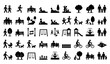 © Lipon - Minimal Park People Silhouette Icon Collection with Outdoor Activities and Nature Elements