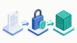 © Maira - Isometric data encryption process converting plain document into locked secure file and encoded cipher block, cybersecurity vector concept for privacy, protection, compliance and digital trust