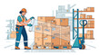 © narastockimages - Professional Warehouse Worker Shrink Wrapping Cardboard Boxes on a Wooden Pallet for Safe Shipping Logistics and Distribution