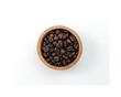 © Luis - wooden bowl with coffee beans isolated on white background. Roasted coffee beans in wooden bowl isolated on white background top view.