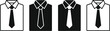 © MDSabbir - Folded dress shirt with necktie vector icon set in flat line and solid silhouette styles