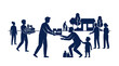© Umul_art - Silhouette of volunteers providing humanitarian aid and food.
