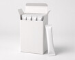 © LORA - Blank white open cardboard packaging box filled with stick sachets mockup