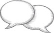 © Vector_Mint - Dibujo a mano de dos burbujas de diálogo superpuestas aisladas sobre un fondo blanco para conceptos de comunicación