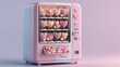 © pisan thailand - A pink vending machine filled with heart-shaped treats, featuring glowing lights and a playful design, perfect for sweet lovers.