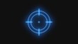 © Sahanaz stock  - Glowing blue neon crosshair target symbol isolated on a dark background for gaming and military use