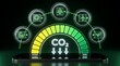 © Muhammad - Futuristic 3D Dashboard Visualizing CO2 Reduction Progress and Sustainable Green Energy Solutions
