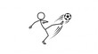 © Dandi - Minimalist Stick Figure Illustration of a Dynamic Soccer Player Kicking a Ball for Athletic Sports Design and Motion Concept