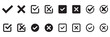 ©   - Check mark icon button set. Check box icon with right and wrong buttons and yes or no checkmark icons in green tick box and red cross. Yes, no sign. Approve and reject symbols.