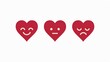 © extra - Three red hearts with happy, neutral, and sad facial expressions