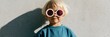 © Andrii Zastrozhnov - Portrait child sunglasses concrete background teal sweatshirt for minimalist background and poster design and branding use