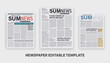 © Prokash Cuch - Graphical design newspaper template. Retro newsprint with text and images