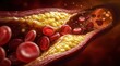 © Nats - Cholesterol buildup inside an artery showing heart disease risk and blood flow.