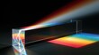 © pisan thailand - Clear glass prism splitting a single white beam into a vivid rainbow spectrum on a dark surface, physics concept
