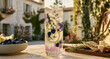 © Hina Sarfraz - Vintage glass bottle with dried lavender and floral arrangement. Rustic home decor with botanical elements and natural textures for cozy interiors.