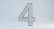 © Umar - A wireframe model of the number four with a geometric pattern