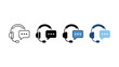 © sharmin - Four customer service icons with headsets and chat bubbles on white background