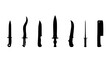 © Rajin - Knife and Dagger Set with Seven Distinct Silhouettes Arranged in a Row on a Clean Background for Design Use