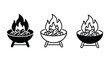 © santo - Three barbecue grills with fire and wood in the bowl outdoor cooking