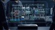 © Wei - Industrial engineers analyzing complex factory process flow on futuristic holographic interface display, digital twin technology for manufacturing optimization and smart product...