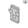 © iconqueen - Telephone with hearts isometric icon, communication and proximity concept. Vector graphics. Smartphone, gadget sign and editable stroke, outline style icon for mobile or web design.
