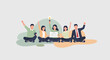 © Jersey - Happy business team celebrating success.