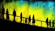 © evening_tao - Captivating Silhouettes Against Vibrant Background: A Journey in Motion