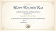 © MDFORHAD - Elegant teachers day certificate template customizable appreciation award for educators