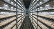 © Lai - Vast indoor mushroom farm with shelves of produce under artificial lights in a commercial facility