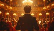 © Olga Gorkun - Conductor leading orchestra under golden lights, symbolizing creativity, leadership, harmony, performance, and the timeless impact of music on culture and emotions