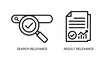 © SM - Search relevance and result analysis icons with relevance analysis magnifying document business information investigation performance