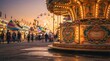 © pakawan - Festive fair with blurred background and glowing carnival tents
