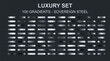© deesignvalue - Sovereign steel luxury set of 100 metallic gradients, silver chrome and polished iron swatches for vector design, industrial metal textures for UI and buttons