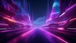 © Tamara - stunning computer generated abstract art featuring futuristic dark scenery with neon lighting and purple smoke generative ai