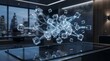 © gambar virus - Abstract network of transparent cubes connected by lines in a modern office environment