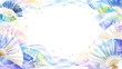 © suimeiroom - 水流と扇子が波打つように周りを囲む和風の水彩風フレーム