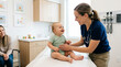 © filipe - Happy Baby At Pediatrician's Office With Mom And Doctor